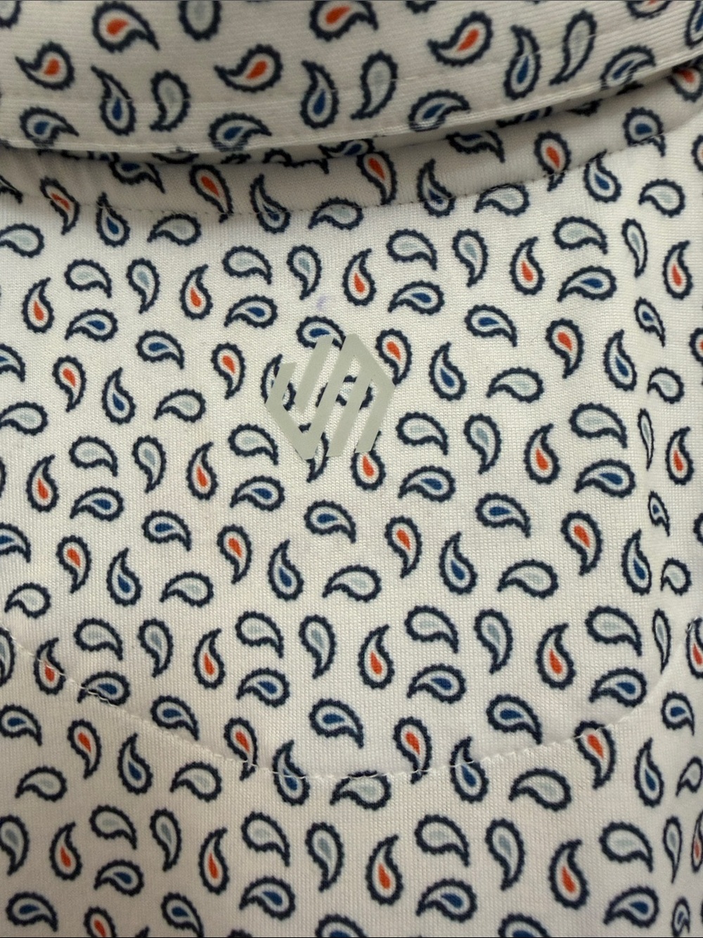 Johnston & Murphy White Polo with Navy Paisley Motif - Picture 4 of 6
